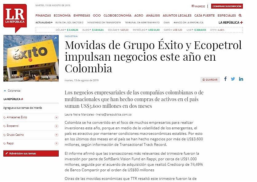 Movidas de Grupo xito y Ecopetrol impulsan negocios este ao en Colombia